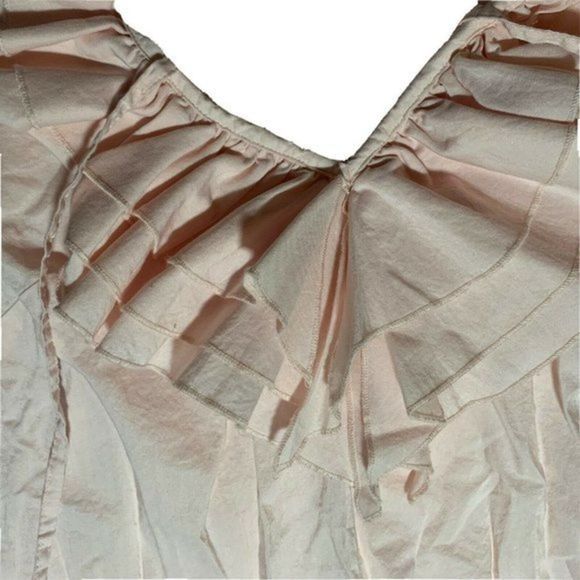 LOFT Womens Ruffled VNeck Sleeveless Pink Peach Blouse Top Size SMALL - Picture 3 of 3